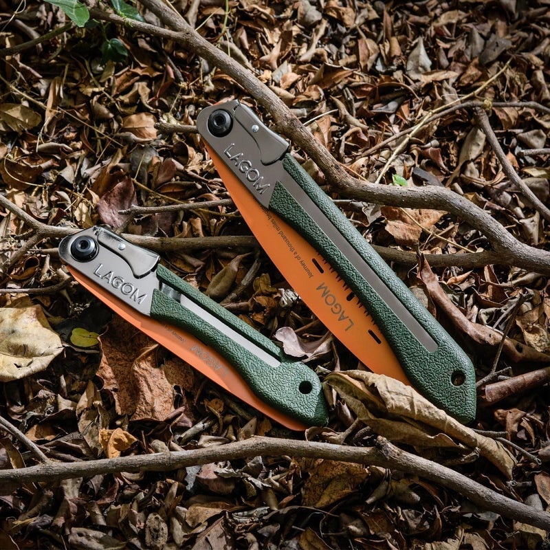 LAGOM Folding Camp Saws for Cutting Branches – 2 Pack (11.4" & 8.2") | SK5 Steel Blades, Ergonomic Handle, Secure Lock | Foldable Tool for Camping, Gardening, Survival, Kayaking, Outdoors - Image 3